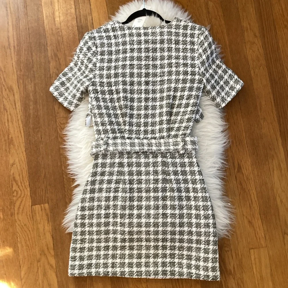 Zara Tweed Cut-Out Belted Mini Dress 1 piece - Picture 13 of 16